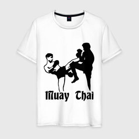 Мужская футболка хлопок с принтом Muay Thai (2) , 100% хлопок | прямой крой, круглый вырез горловины, длина до линии бедер, слегка спущенное плечо. | муай тай