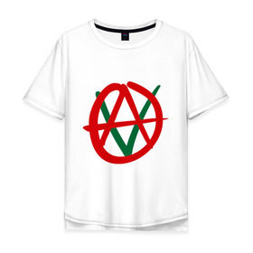 Мужская футболка хлопок Oversize с принтом Anarho-vegan , 100% хлопок | свободный крой, круглый ворот, “спинка” длиннее передней части | анархия | веган | вегетарианец