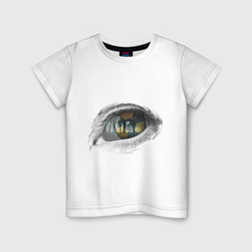 Детская футболка хлопок с принтом Глаз (3) , 100% хлопок | круглый вырез горловины, полуприлегающий силуэт, длина до линии бедер | взгляд | глаз | знак радиации | отражение | радиактивность | радиация