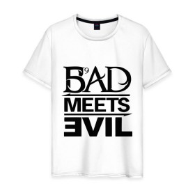 Мужская футболка хлопок с принтом Bad Meets Evil , 100% хлопок | прямой крой, круглый вырез горловины, длина до линии бедер, слегка спущенное плечо. | hip hop | rap | rap stars | реп | репчик | рэп | рэп звезда | рэпчик | рэпчина | хип хоп