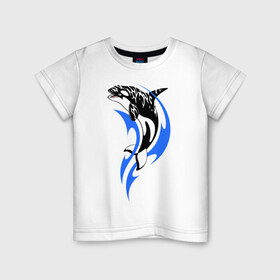 Детская футболка хлопок с принтом Косатка , 100% хлопок | круглый вырез горловины, полуприлегающий силуэт, длина до линии бедер | Тематика изображения на принте: shark | акула | рыба