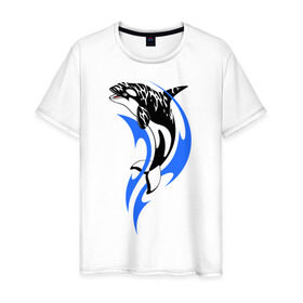 Мужская футболка хлопок с принтом Косатка , 100% хлопок | прямой крой, круглый вырез горловины, длина до линии бедер, слегка спущенное плечо. | Тематика изображения на принте: shark | акула | рыба
