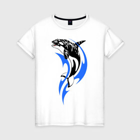 Женская футболка хлопок с принтом Косатка , 100% хлопок | прямой крой, круглый вырез горловины, длина до линии бедер, слегка спущенное плечо | shark | акула | рыба