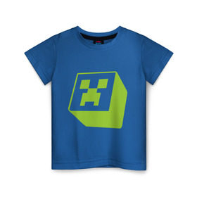Детская футболка хлопок с принтом Minecraft creeper green , 100% хлопок | круглый вырез горловины, полуприлегающий силуэт, длина до линии бедер | Тематика изображения на принте: крипер