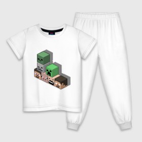 Детская пижама хлопок с принтом Minecraft cube , 100% хлопок |  брюки и футболка прямого кроя, без карманов, на брюках мягкая резинка на поясе и по низу штанин
 | крипер