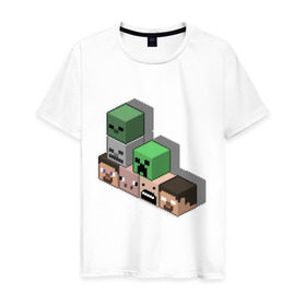 Мужская футболка хлопок с принтом Minecraft cube , 100% хлопок | прямой крой, круглый вырез горловины, длина до линии бедер, слегка спущенное плечо. | Тематика изображения на принте: крипер