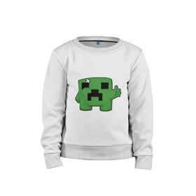Детский свитшот хлопок с принтом Minecraft green , 100% хлопок | круглый вырез горловины, эластичные манжеты, пояс и воротник | крипер