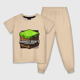 Детская пижама хлопок с принтом Minecraft logo , 100% хлопок |  брюки и футболка прямого кроя, без карманов, на брюках мягкая резинка на поясе и по низу штанин
 | Тематика изображения на принте: creeper | mine craft | minecraft | майнкрафт | шахта