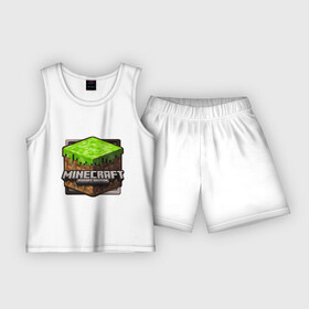 Детская пижама с шортами хлопок с принтом Minecraft logo ,  |  | creeper | mine craft | minecraft | майнкрафт | шахта