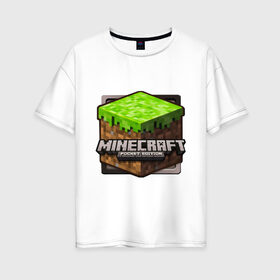 Женская футболка хлопок Oversize с принтом Minecraft logo , 100% хлопок | свободный крой, круглый ворот, спущенный рукав, длина до линии бедер
 | creeper | mine craft | minecraft | майнкрафт | шахта