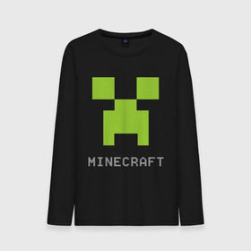 Мужской лонгслив хлопок с принтом Minecraft logo grey , 100% хлопок |  | крипер