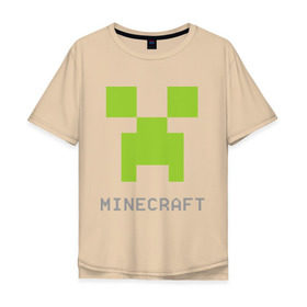 Мужская футболка хлопок Oversize с принтом Minecraft logo grey , 100% хлопок | свободный крой, круглый ворот, “спинка” длиннее передней части | крипер