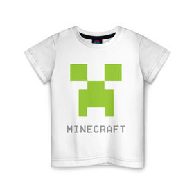 Детская футболка хлопок с принтом Minecraft logo grey , 100% хлопок | круглый вырез горловины, полуприлегающий силуэт, длина до линии бедер | Тематика изображения на принте: крипер