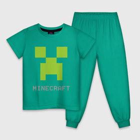 Детская пижама хлопок с принтом Minecraft logo grey , 100% хлопок |  брюки и футболка прямого кроя, без карманов, на брюках мягкая резинка на поясе и по низу штанин
 | Тематика изображения на принте: крипер