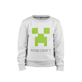 Детский свитшот хлопок с принтом Minecraft logo grey , 100% хлопок | круглый вырез горловины, эластичные манжеты, пояс и воротник | крипер