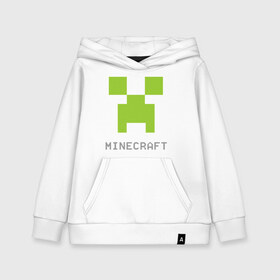 Детская толстовка хлопок с принтом Minecraft logo grey , 100% хлопок | Круглый горловой вырез, эластичные манжеты, пояс, капюшен | Тематика изображения на принте: крипер