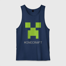 Мужская майка хлопок с принтом Minecraft logo grey , 100% хлопок |  | крипер