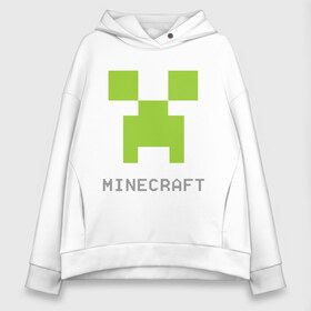 Женское худи Oversize хлопок с принтом Minecraft logo grey , френч-терри — 70% хлопок, 30% полиэстер. Мягкий теплый начес внутри —100% хлопок | боковые карманы, эластичные манжеты и нижняя кромка, капюшон на магнитной кнопке | крипер