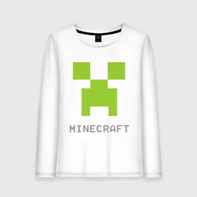 Женский лонгслив хлопок с принтом Minecraft logo grey , 100% хлопок |  | Тематика изображения на принте: крипер