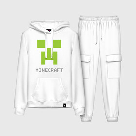Женский костюм хлопок (с толстовкой) с принтом Minecraft logo grey ,  |  | крипер