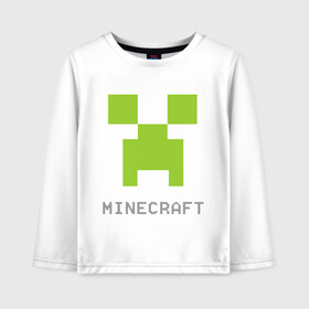 Детский лонгслив хлопок с принтом Minecraft logo grey , 100% хлопок | круглый вырез горловины, полуприлегающий силуэт, длина до линии бедер | крипер