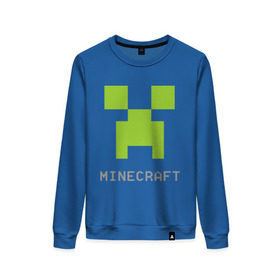 Женский свитшот хлопок с принтом Minecraft logo grey , 100% хлопок | прямой крой, круглый вырез, на манжетах и по низу широкая трикотажная резинка  | крипер
