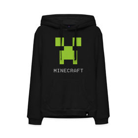 Мужская толстовка хлопок с принтом Minecraft logo grey , френч-терри, мягкий теплый начес внутри (100% хлопок) | карман-кенгуру, эластичные манжеты и нижняя кромка, капюшон с подкладом и шнурком | Тематика изображения на принте: крипер