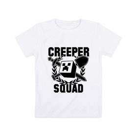 Детская футболка хлопок с принтом Minecraft Squad , 100% хлопок | круглый вырез горловины, полуприлегающий силуэт, длина до линии бедер | крипер