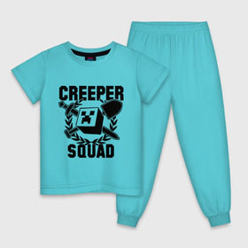 Детская пижама хлопок с принтом Minecraft Squad , 100% хлопок |  брюки и футболка прямого кроя, без карманов, на брюках мягкая резинка на поясе и по низу штанин
 | крипер