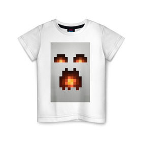Детская футболка хлопок с принтом Minecraft white , 100% хлопок | круглый вырез горловины, полуприлегающий силуэт, длина до линии бедер | крипер