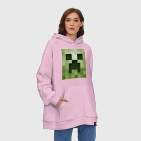 Худи SuperOversize хлопок с принтом Мinecraft creeper , 70% хлопок, 30% полиэстер, мягкий начес внутри | карман-кенгуру, эластичная резинка на манжетах и по нижней кромке, двухслойный капюшон
 | крипер