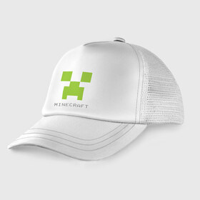 Детская кепка тракер с принтом Minecraft logo grey (3) , Козырек - 100% хлопок. Кепка - 100% полиэстер, Задняя часть - сетка | универсальный размер, пластиковая застёжка | крипер