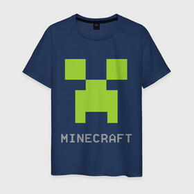 Мужская футболка хлопок с принтом Minecraft logo grey (3) , 100% хлопок | прямой крой, круглый вырез горловины, длина до линии бедер, слегка спущенное плечо. | Тематика изображения на принте: крипер