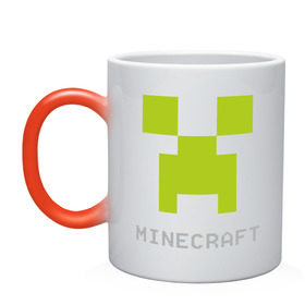 Кружка хамелеон с принтом Minecraft logo grey (5) , керамика | меняет цвет при нагревании, емкость 330 мл | Тематика изображения на принте: крипер