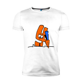 Мужская футболка премиум с принтом Зайка и морковка , 92% хлопок, 8% лайкра | приталенный силуэт, круглый вырез ворота, длина до линии бедра, короткий рукав | животные | зайка | заяц | заяц с морковкой | морковка