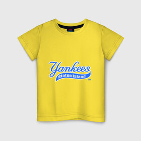 Детская футболка хлопок с принтом NY Yankees , 100% хлопок | круглый вырез горловины, полуприлегающий силуэт, длина до линии бедер | 