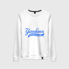 Женский свитшот хлопок с принтом NY Yankees , 100% хлопок | прямой крой, круглый вырез, на манжетах и по низу широкая трикотажная резинка  | 