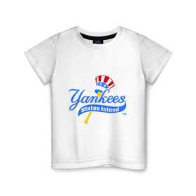 Детская футболка хлопок с принтом NY Yankees byta , 100% хлопок | круглый вырез горловины, полуприлегающий силуэт, длина до линии бедер | baseball | major league basebal | mlb | ny | staten island | yankees | америка | бейсбол | бита | главная лига бейсбола | нью йорк янкиз | статен айленд | сша | янки