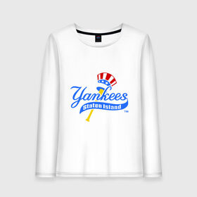 Женский лонгслив хлопок с принтом NY Yankees byta , 100% хлопок |  | baseball | major league basebal | mlb | ny | staten island | yankees | америка | бейсбол | бита | главная лига бейсбола | нью йорк янкиз | статен айленд | сша | янки