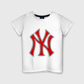 Детская футболка хлопок с принтом NY Yankees red , 100% хлопок | круглый вырез горловины, полуприлегающий силуэт, длина до линии бедер | baseball | major league basebal | mlb | ny | staten island | yankees | америка | бейсбол | бита | главная лига бейсбола | нью йорк янкиз | статен айленд | сша | янки