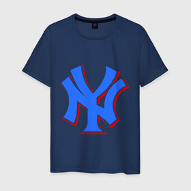 Мужская футболка хлопок с принтом NY Yankees blue (3) , 100% хлопок | прямой крой, круглый вырез горловины, длина до линии бедер, слегка спущенное плечо. | baseball | major league basebal | new era | ny | yankees | америка | бейсбол | бита | главная лига бейсбола | нью йорк янкиз | статен айленд | сша | янки