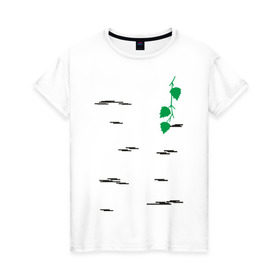 Женская футболка хлопок с принтом Березка , 100% хлопок | прямой крой, круглый вырез горловины, длина до линии бедер, слегка спущенное плечо | береза | березка | дерево | полоски