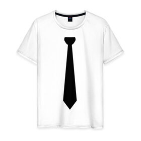 Мужская футболка хлопок с принтом Галстук , 100% хлопок | прямой крой, круглый вырез горловины, длина до линии бедер, слегка спущенное плечо. | галстук | костюм