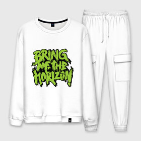 Мужской костюм хлопок с принтом Bring me the horizon green , 100% хлопок | на свитшоте круглая горловина, мягкая резинка по низу. Брюки заужены к низу, на них два вида карманов: два “обычных” по бокам и два объемных, с клапанами, расположенные ниже линии бедра. Брюки с мягкой трикотажной резинкой на поясе и по низу штанин. В поясе для дополнительного комфорта — широкие завязки | bmth | bring me the horizon | hardcore | kubana 2014 | rock | дэткор | музыка | рок | рок группы