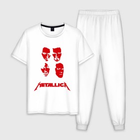 Мужская пижама хлопок с принтом Metallica kvartet , 100% хлопок | брюки и футболка прямого кроя, без карманов, на брюках мягкая резинка на поясе и по низу штанин
 | металлика
