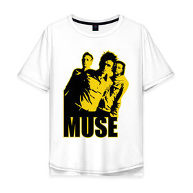 Мужская футболка хлопок Oversize с принтом Muse yellow , 100% хлопок | свободный крой, круглый ворот, “спинка” длиннее передней части | 