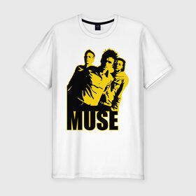 Мужская футболка премиум с принтом Muse yellow , 92% хлопок, 8% лайкра | приталенный силуэт, круглый вырез ворота, длина до линии бедра, короткий рукав | Тематика изображения на принте: 