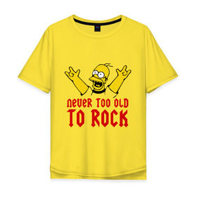 Мужская футболка хлопок Oversize с принтом Simpson Rock , 100% хлопок | свободный крой, круглый ворот, “спинка” длиннее передней части | гомер