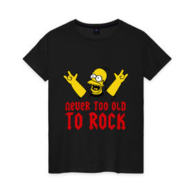 Женская футболка хлопок с принтом Simpson Rock , 100% хлопок | прямой крой, круглый вырез горловины, длина до линии бедер, слегка спущенное плечо | гомер