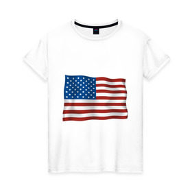 Женская футболка хлопок с принтом Америка флаг , 100% хлопок | прямой крой, круглый вырез горловины, длина до линии бедер, слегка спущенное плечо | america | ny | usa | америка | американский флаг | вашингтон | нью йорк | политические | сша | флаг | флаг америки | флаг сша | флаги | штаты